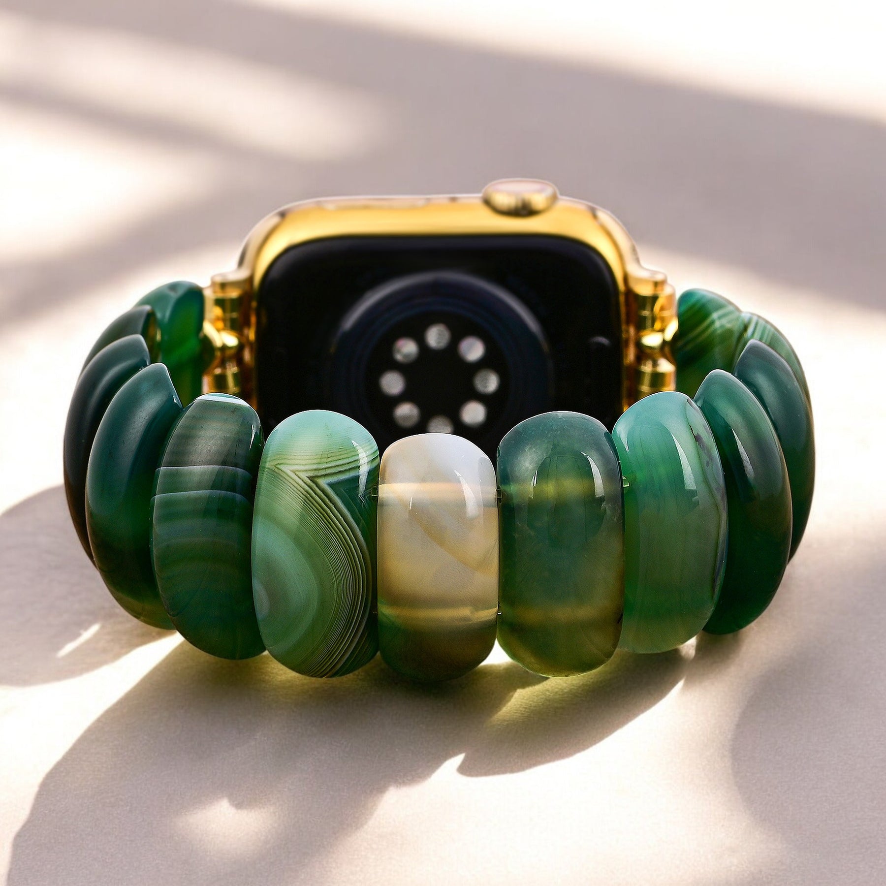 Cinturino elastico Apple Watch in agata Emerald Grove