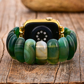 Bracciale Elasticizzato in Agata Verde Smeraldo Apple Watch