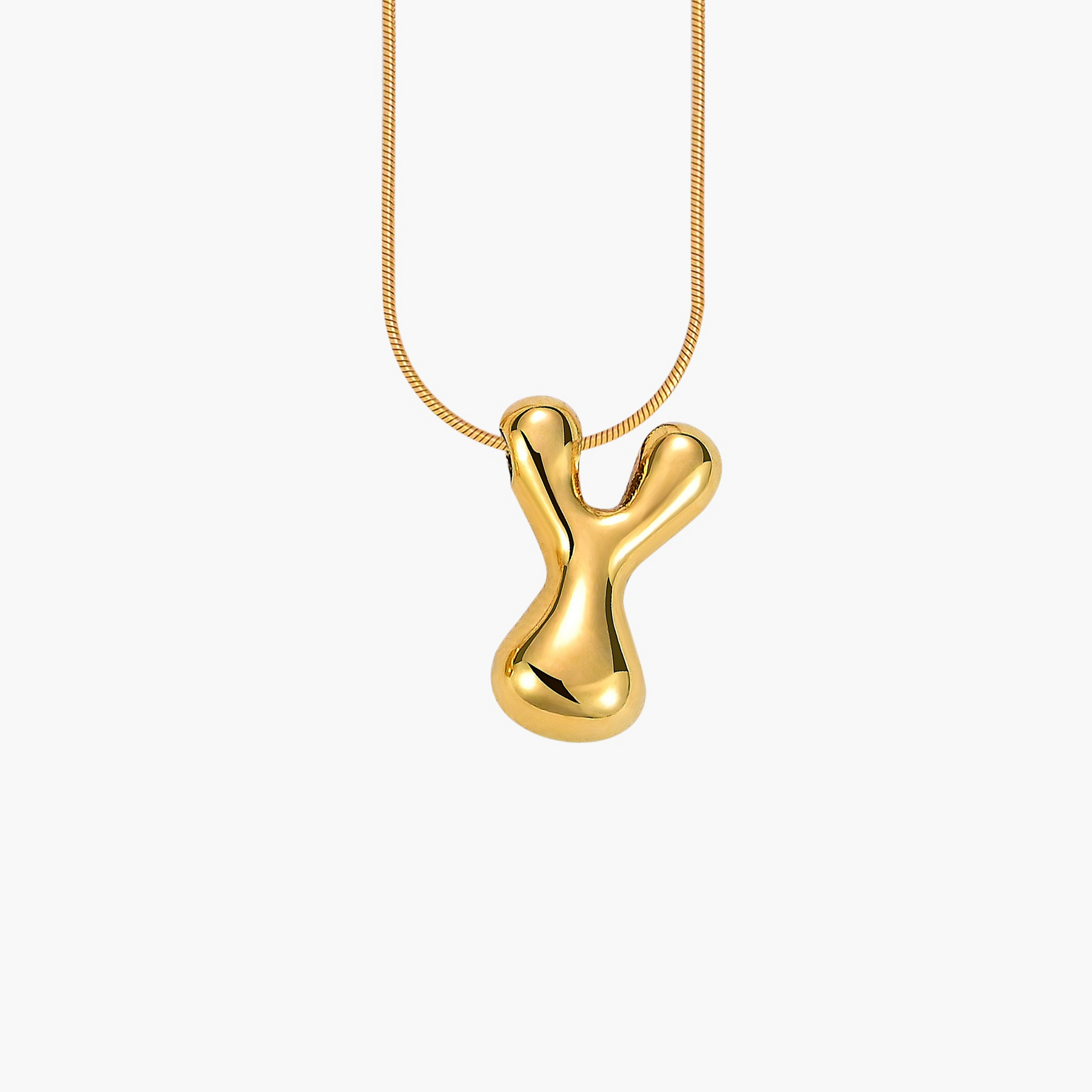 Collana con Iniziale a Lettera a Bolle Dorata