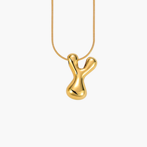 Collana con Iniziale a Lettera a Bolle Dorata