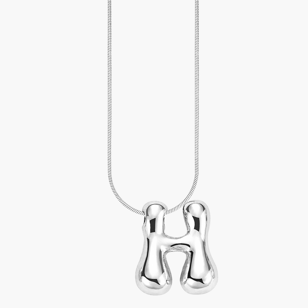 Collana con Iniziale a Lettera a Bolle Argento Luminoso