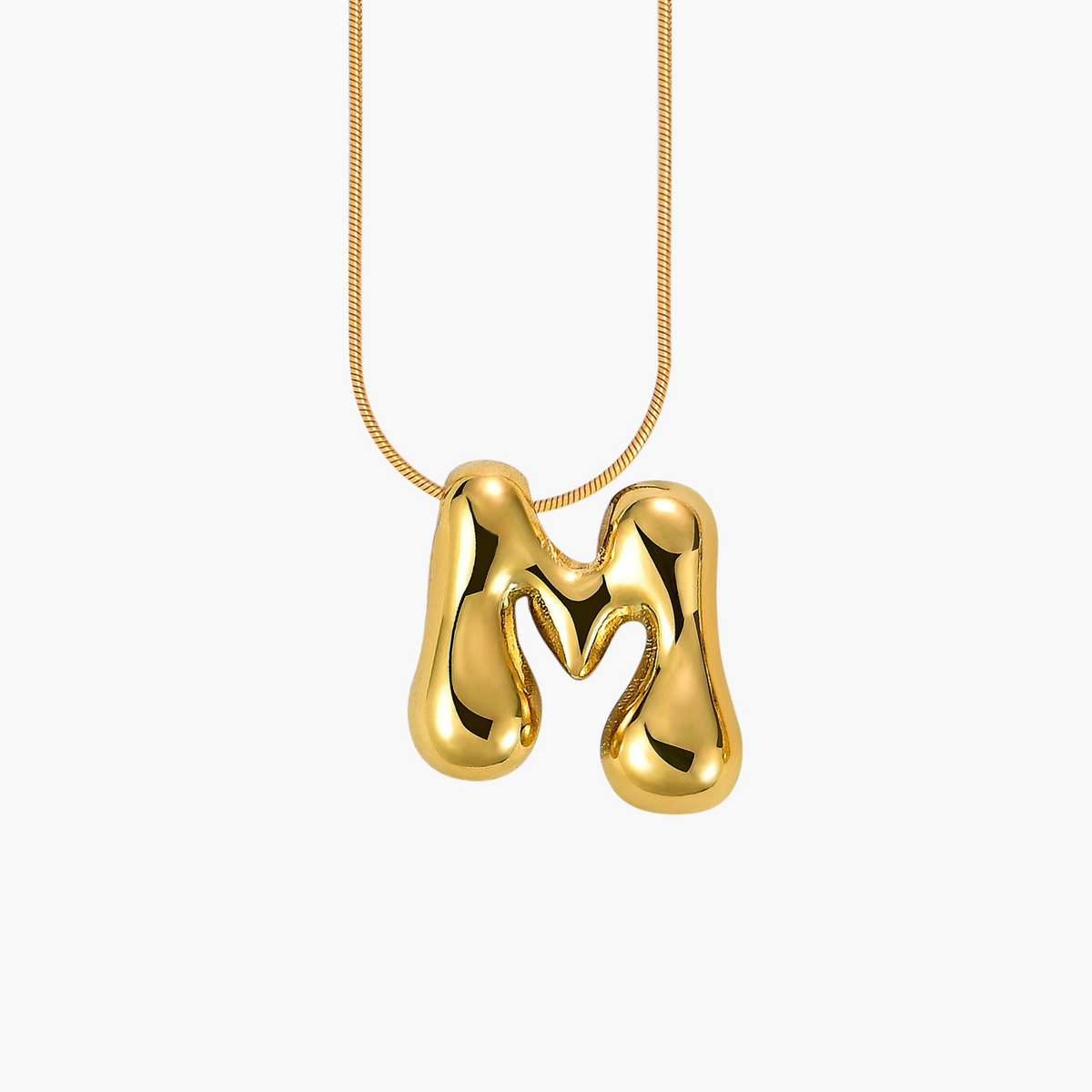 Collana con Iniziale a Lettera a Bolle Dorata