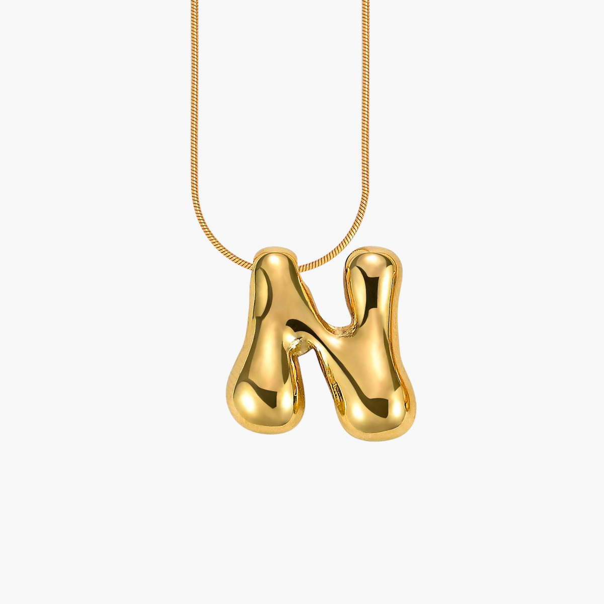 Collana con Iniziale a Lettera a Bolle Dorata