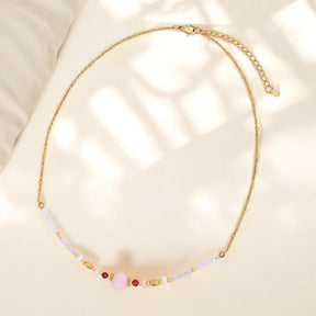 Collana in Quarzo Rosa Illuminata dalla Luna