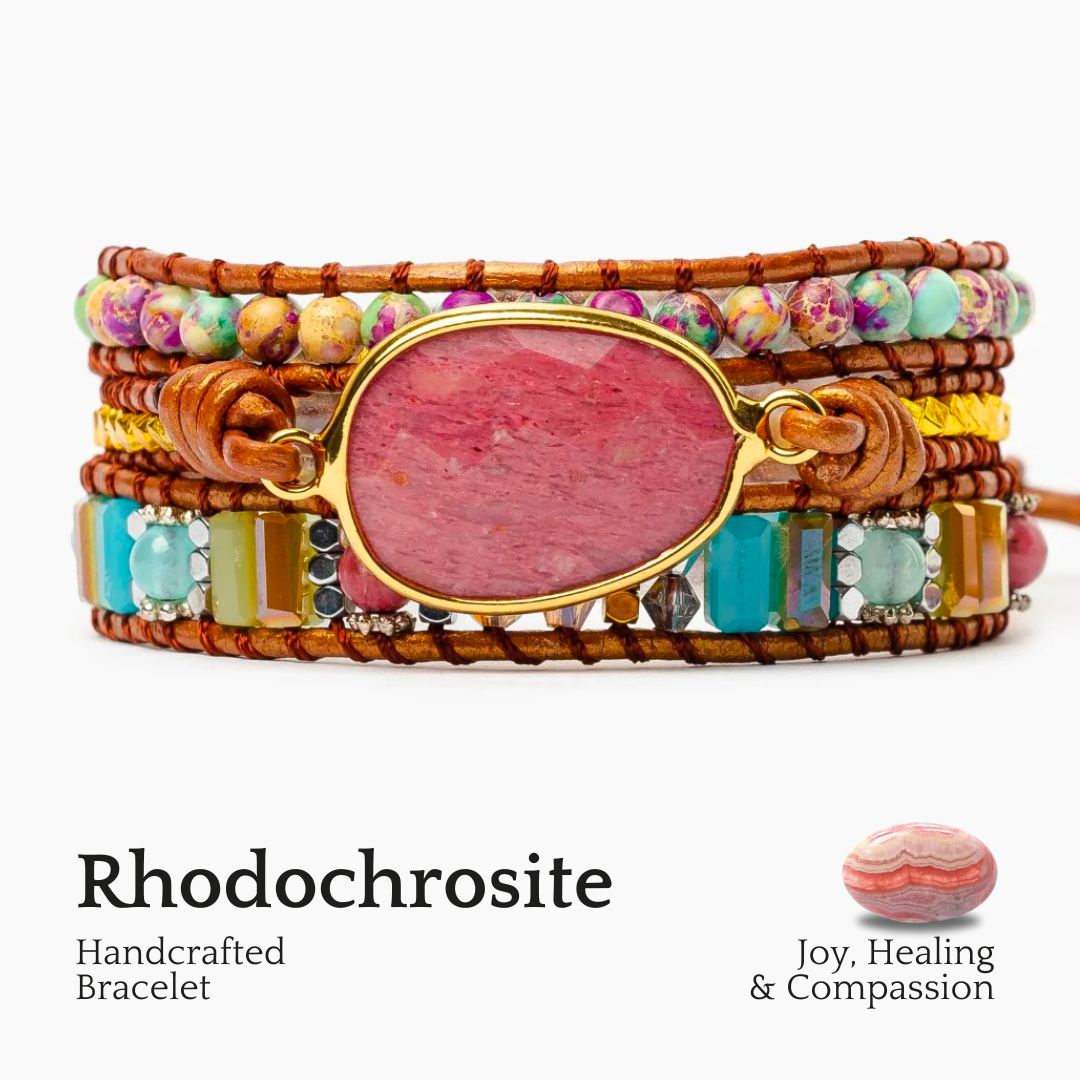 Bracciale avvolgente curativo in Rodocrosite
