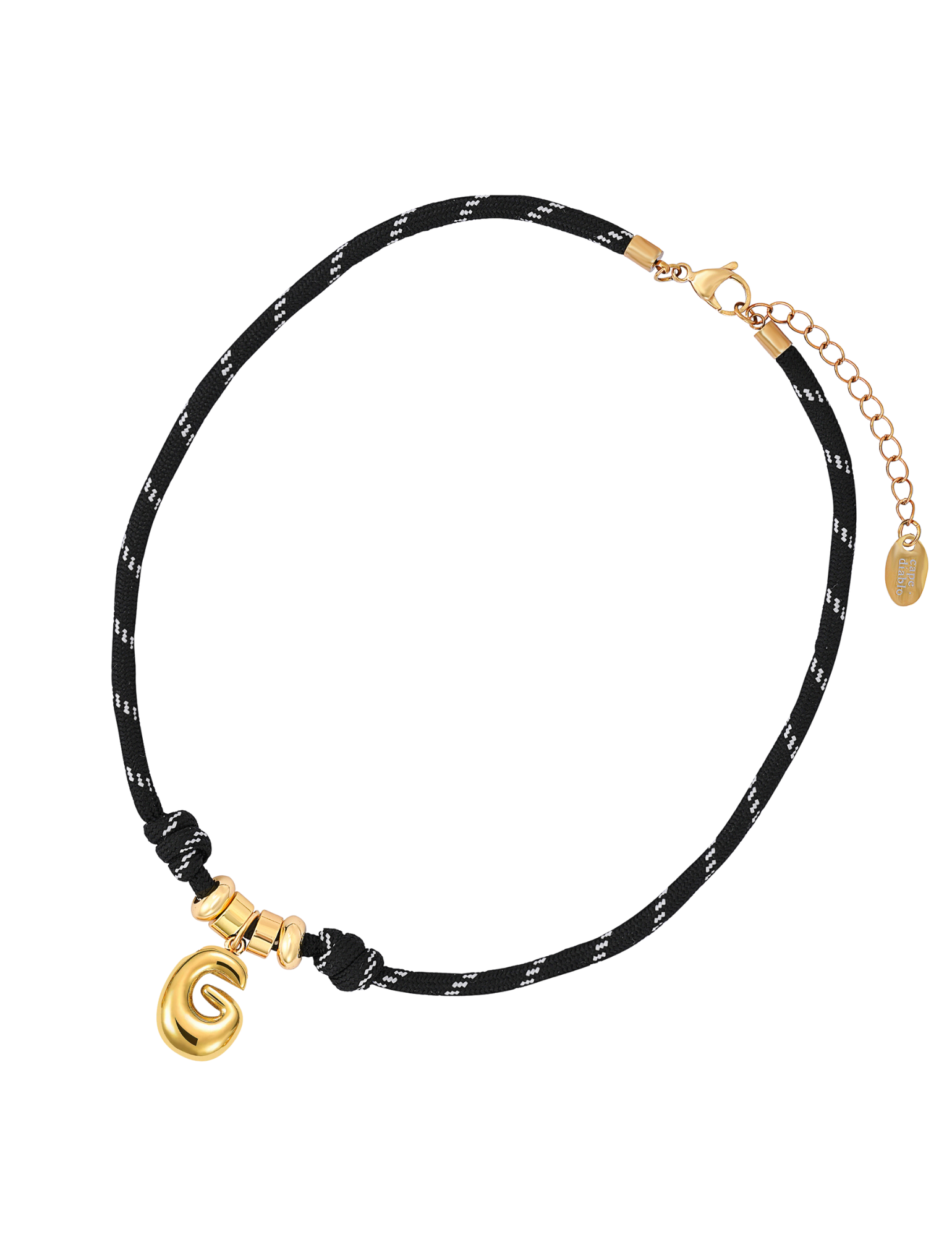 Collana con ciondolo a lettere a bolle dorate