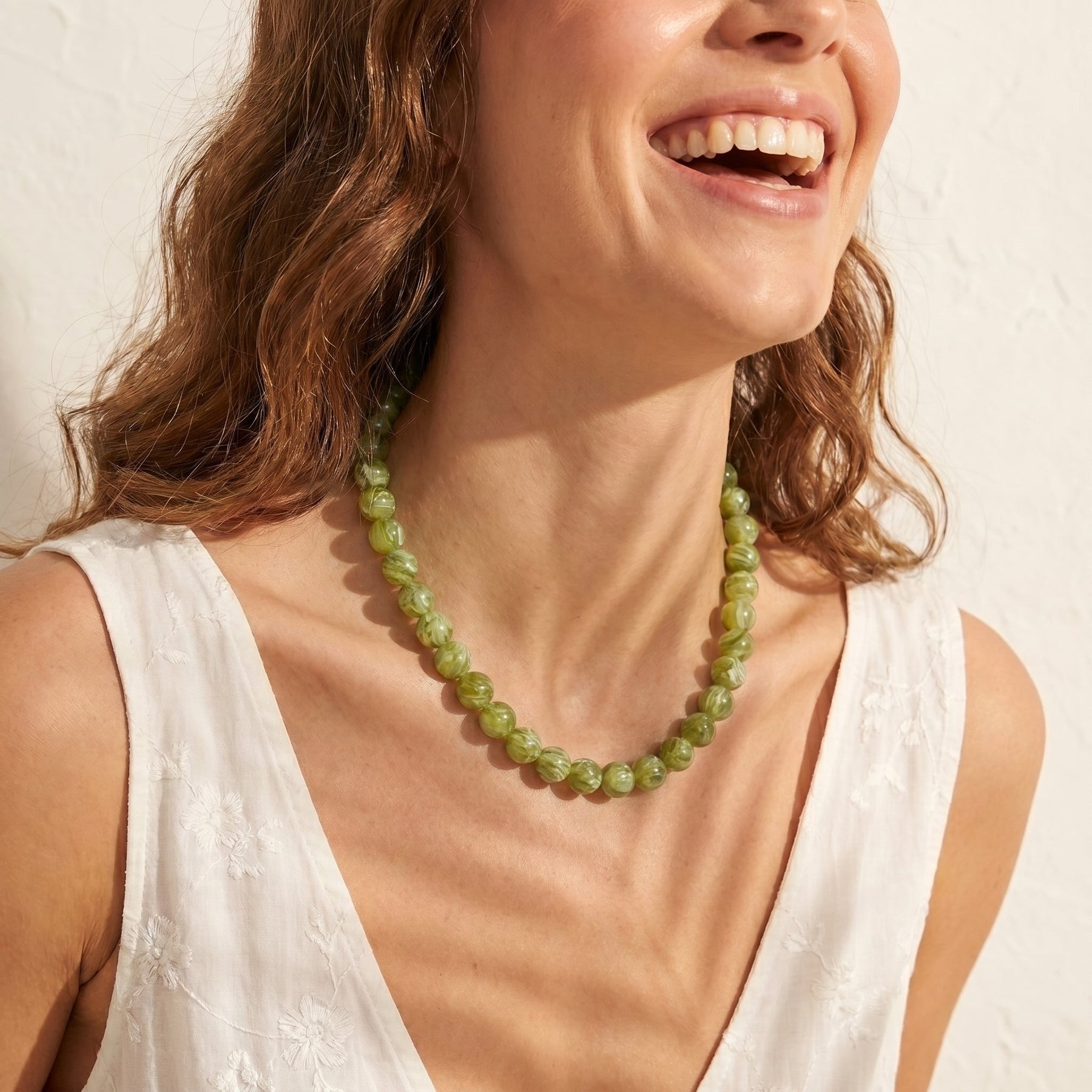 Collana verde con perline grandi