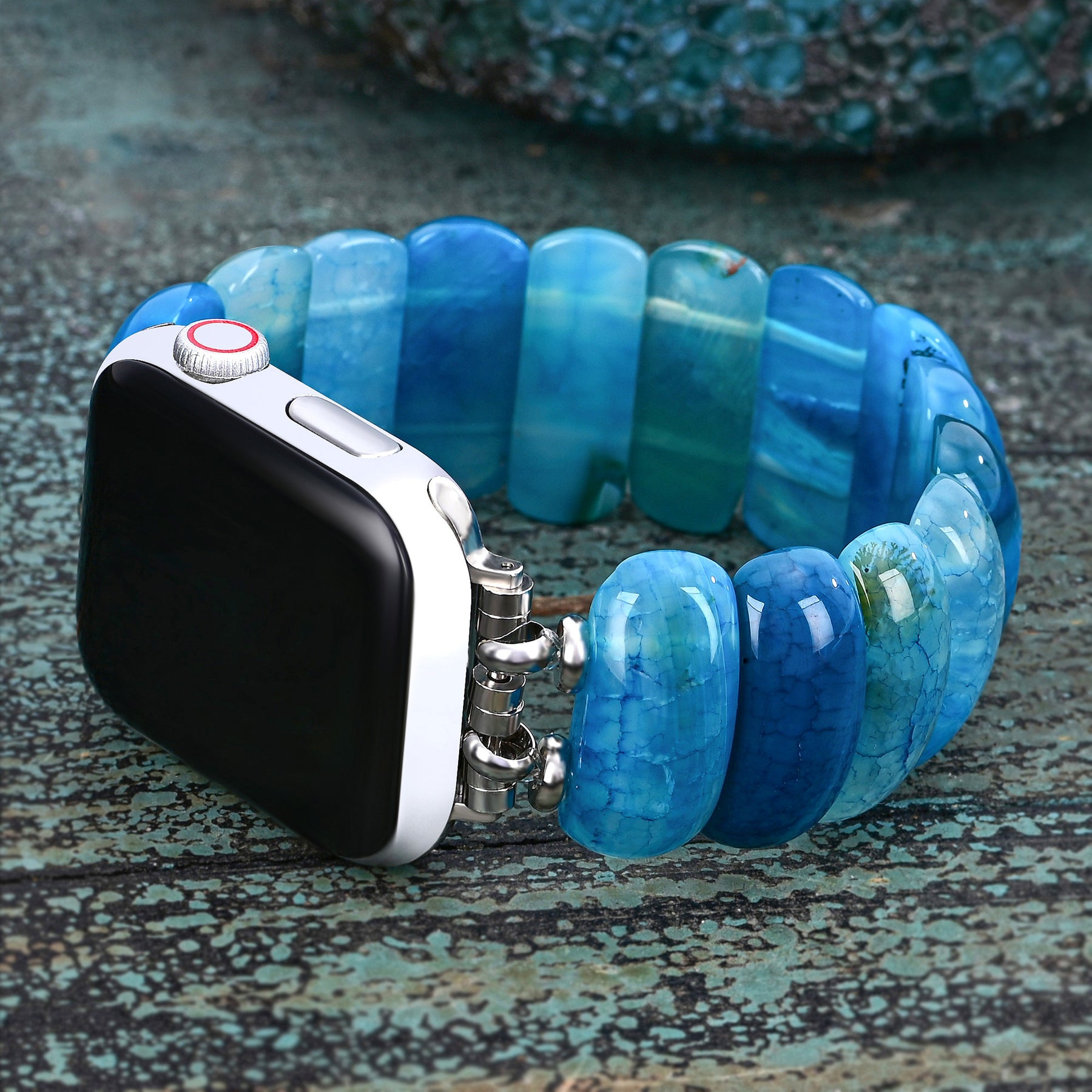 Ocean Essence Agate Stretch Apple Watch Strap