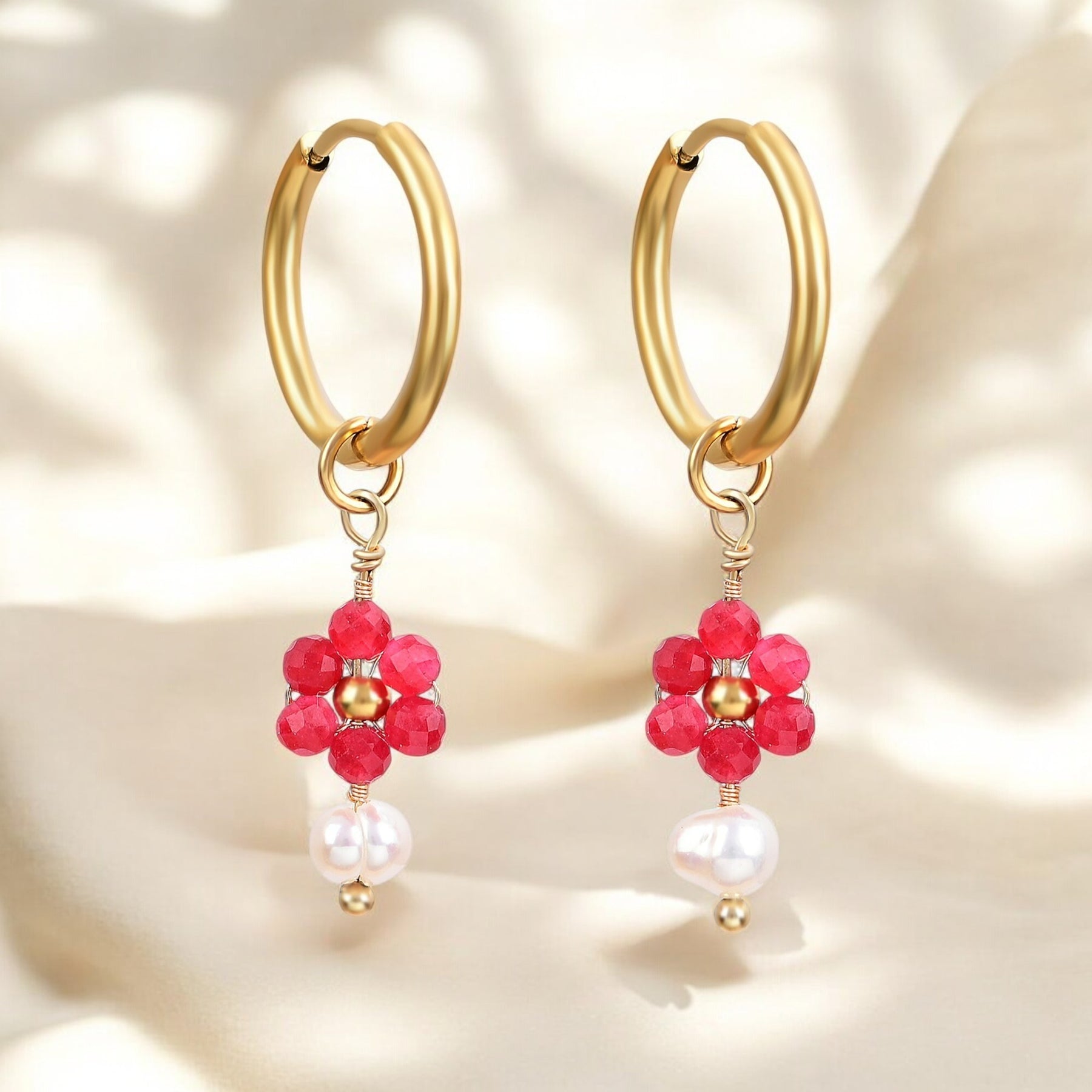 Orecchini a cerchio con perla Jade Blossom