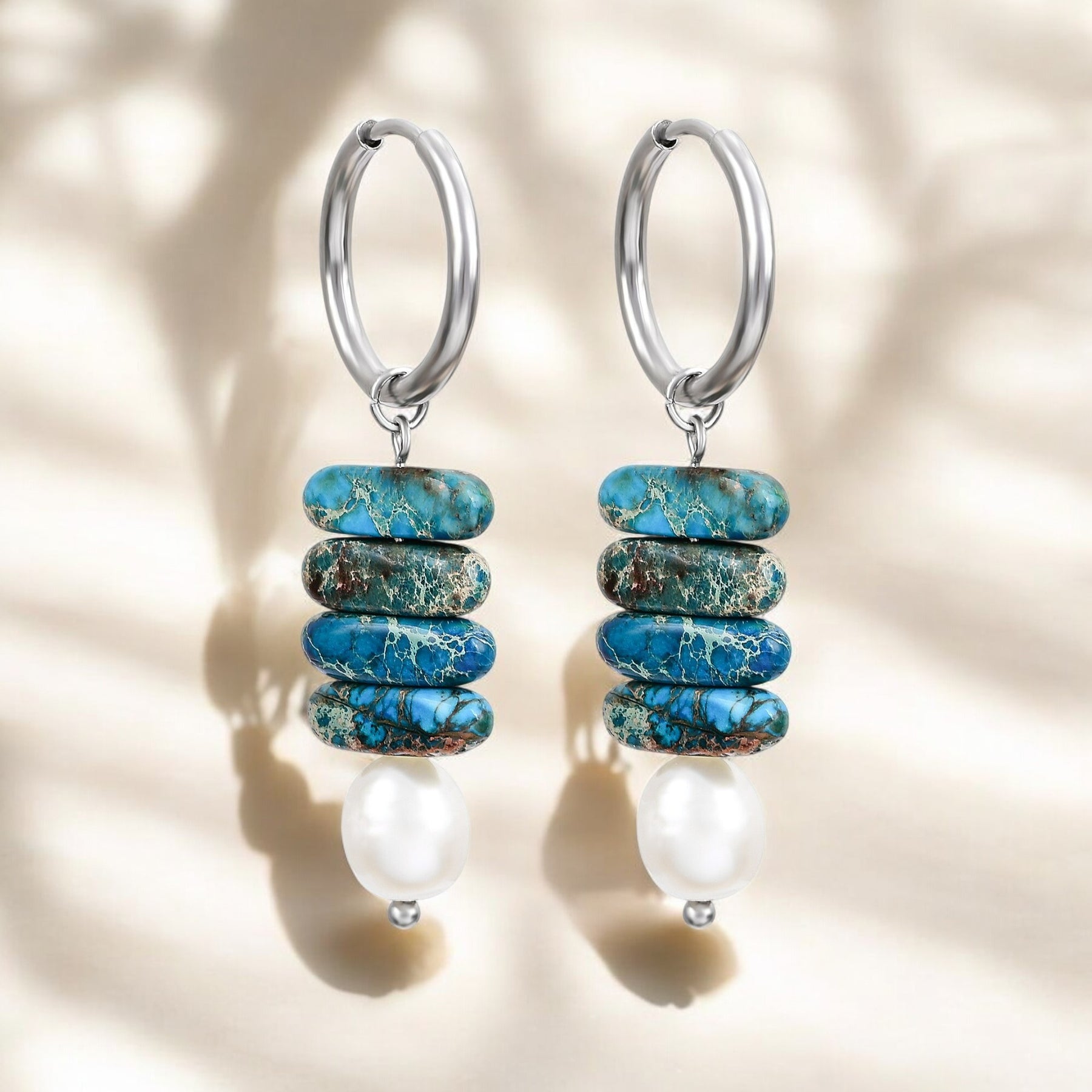 Cerchio con gocce di perle e diaspro blu Ocean Bliss