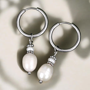 Orecchini a cerchio Eleganza Perla Argento