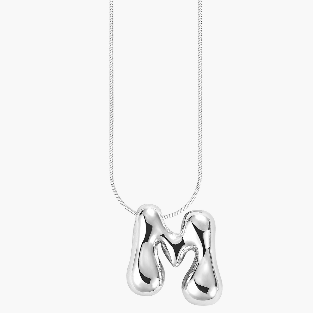 Collana con Iniziale a Lettera a Bolle Argento Luminoso