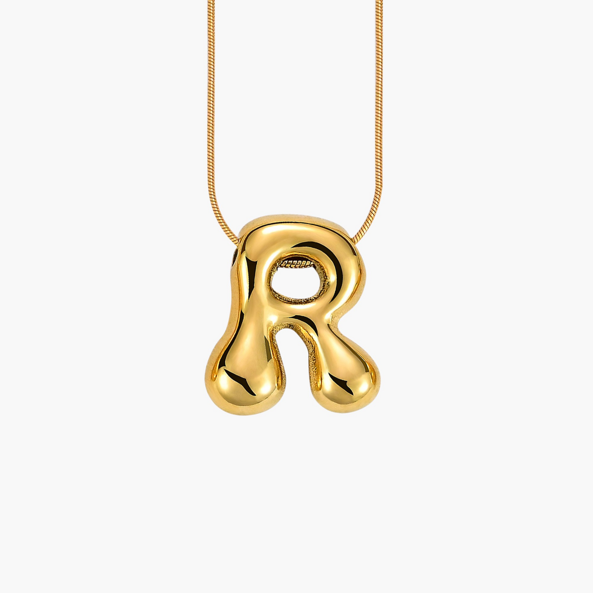 Collana con Iniziale a Lettera a Bolle Dorata