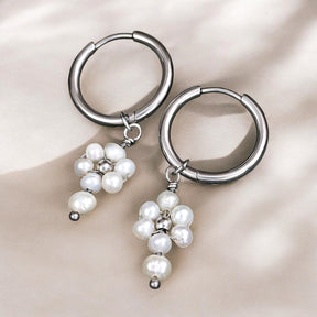 Orecchini a cerchio con perle e agata Golden Grace