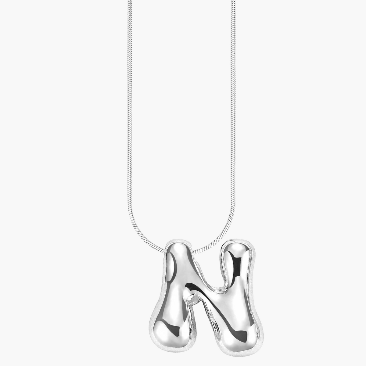 Collana con Iniziale a Lettera a Bolle Argento Luminoso