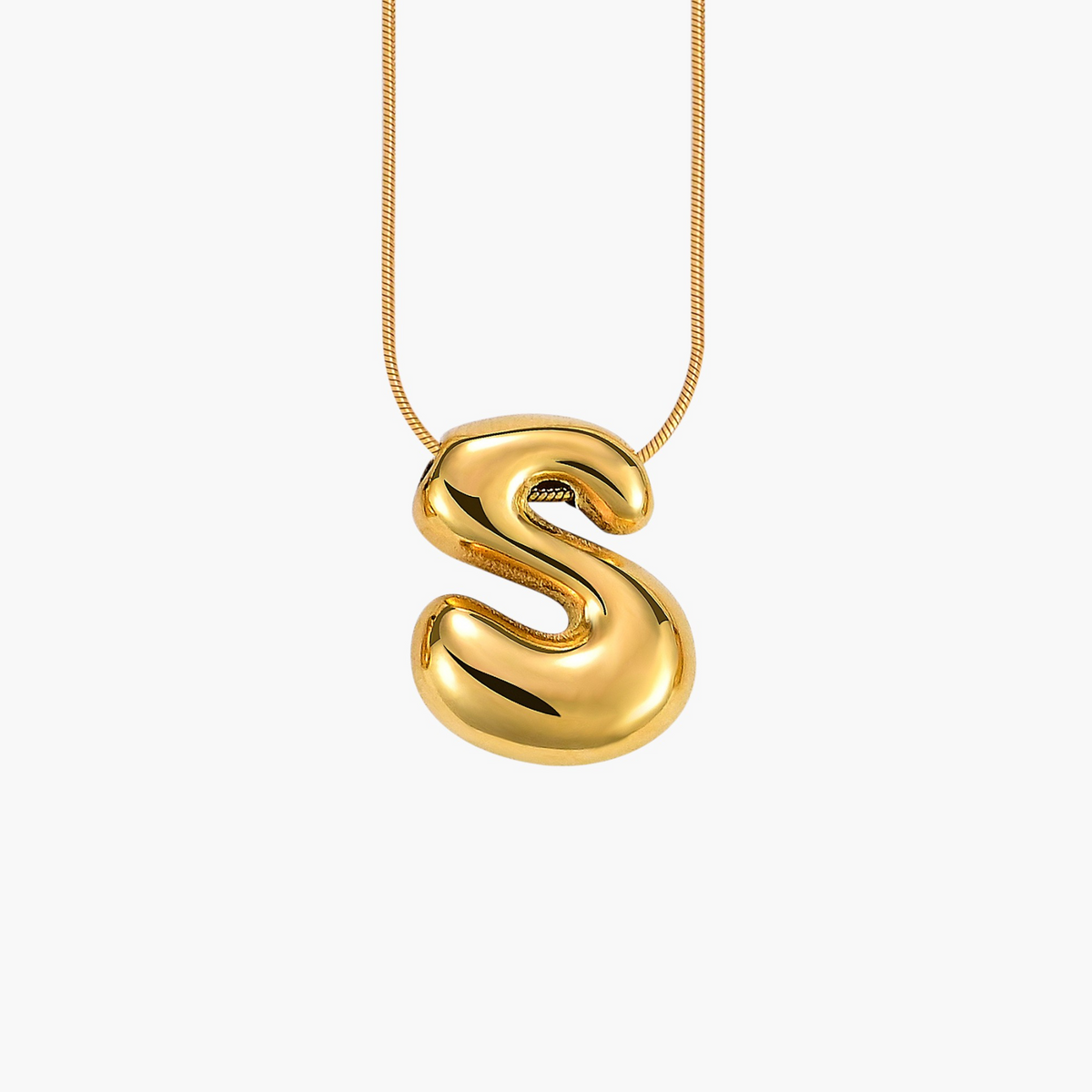 Collana con Iniziale a Lettera a Bolle Dorata