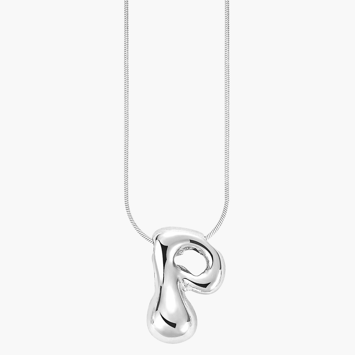 Collana con Iniziale a Lettera a Bolle Argento Luminoso