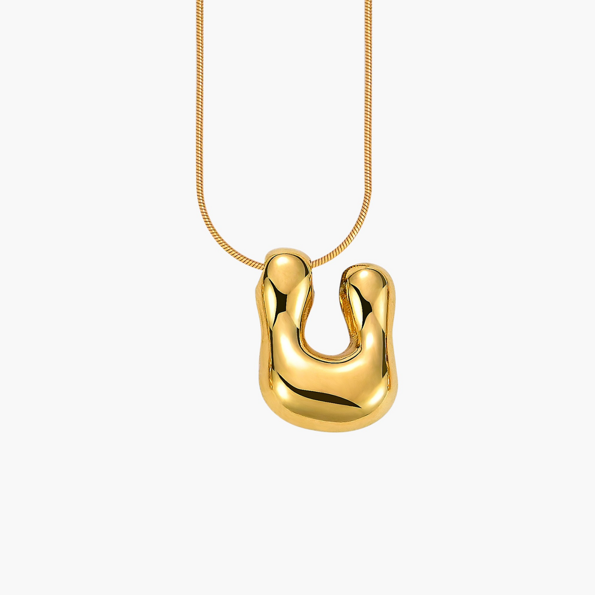 Collana con Iniziale a Lettera a Bolle Dorata