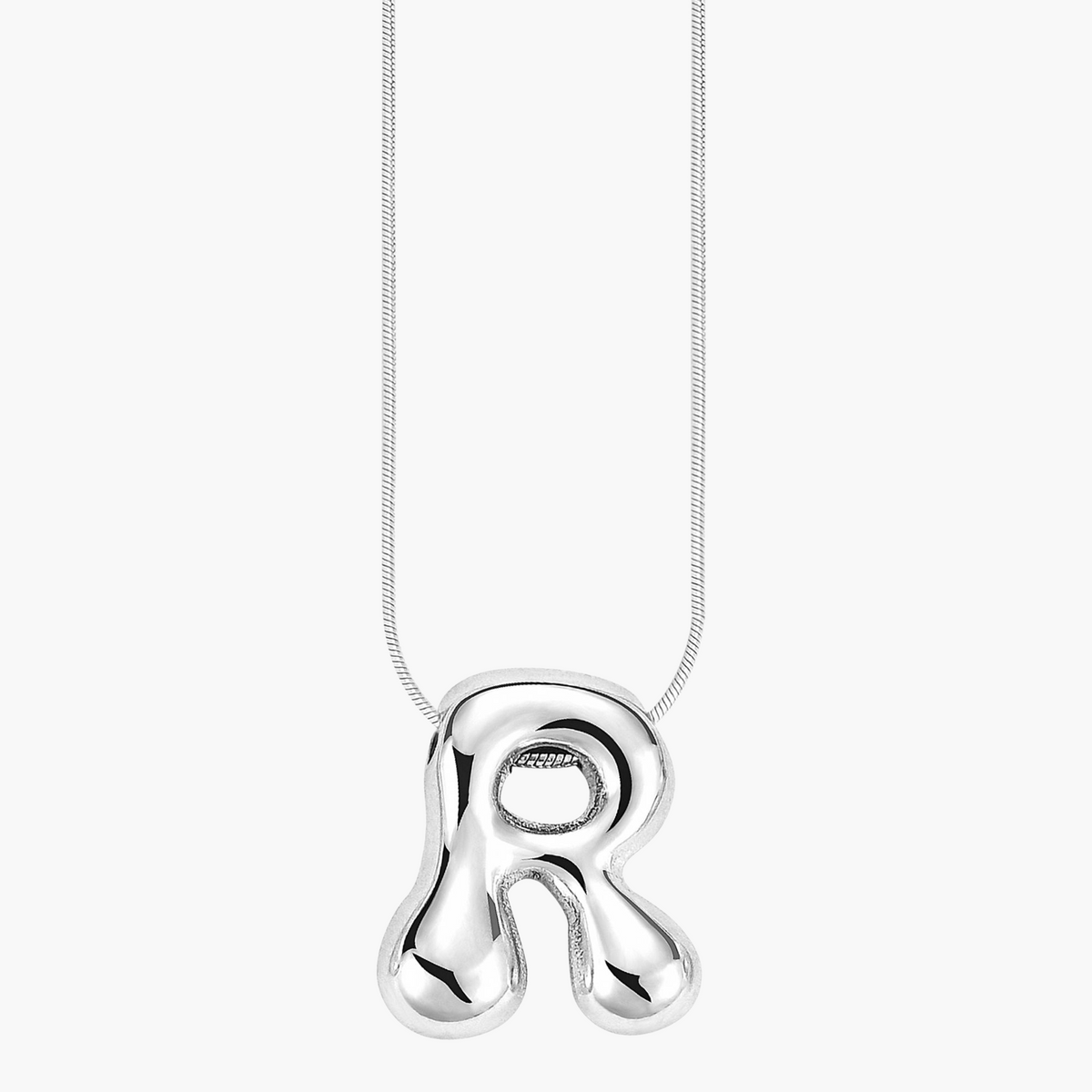 Collana con Iniziale a Lettera a Bolle Argento Luminoso