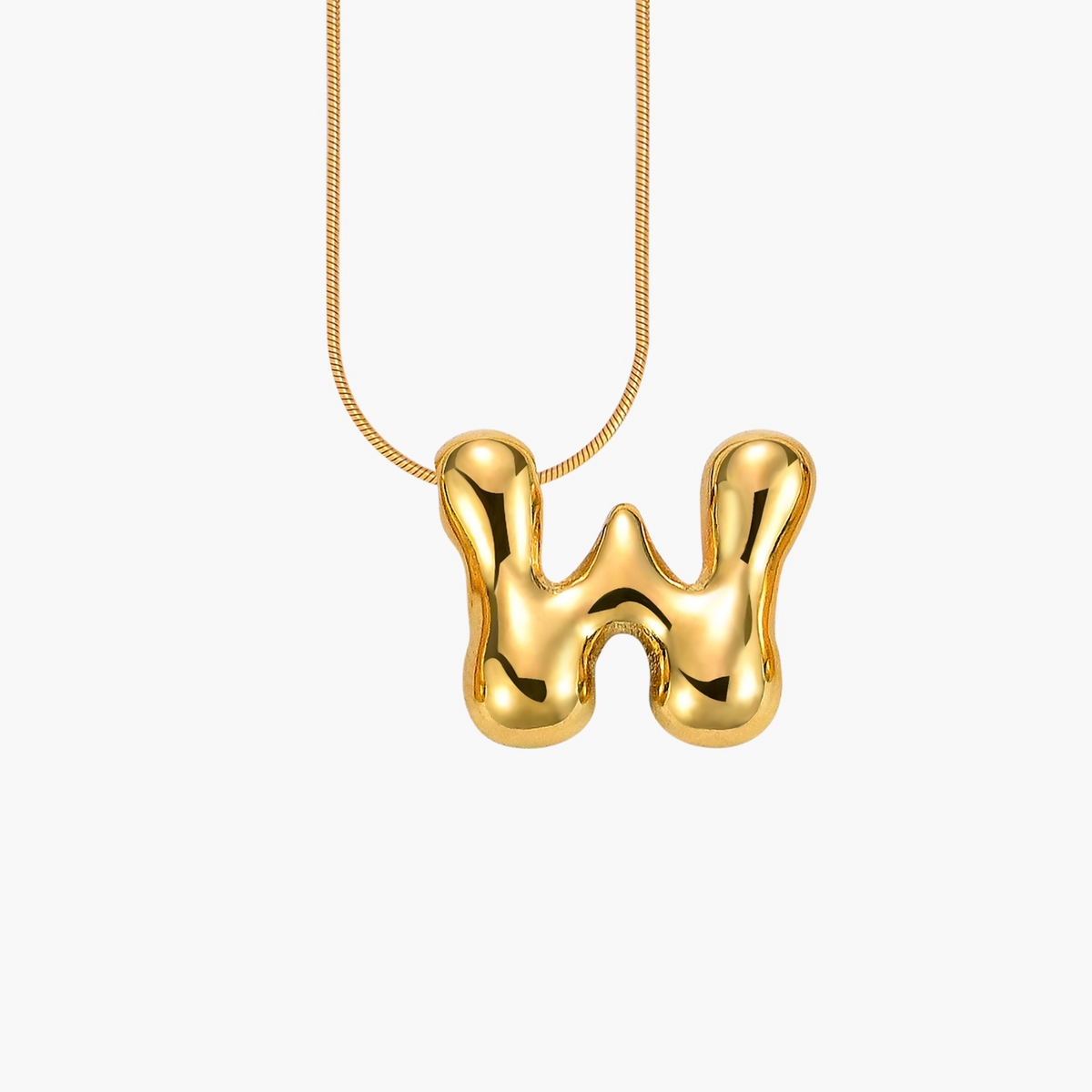Collana con Iniziale a Lettera a Bolle Dorata