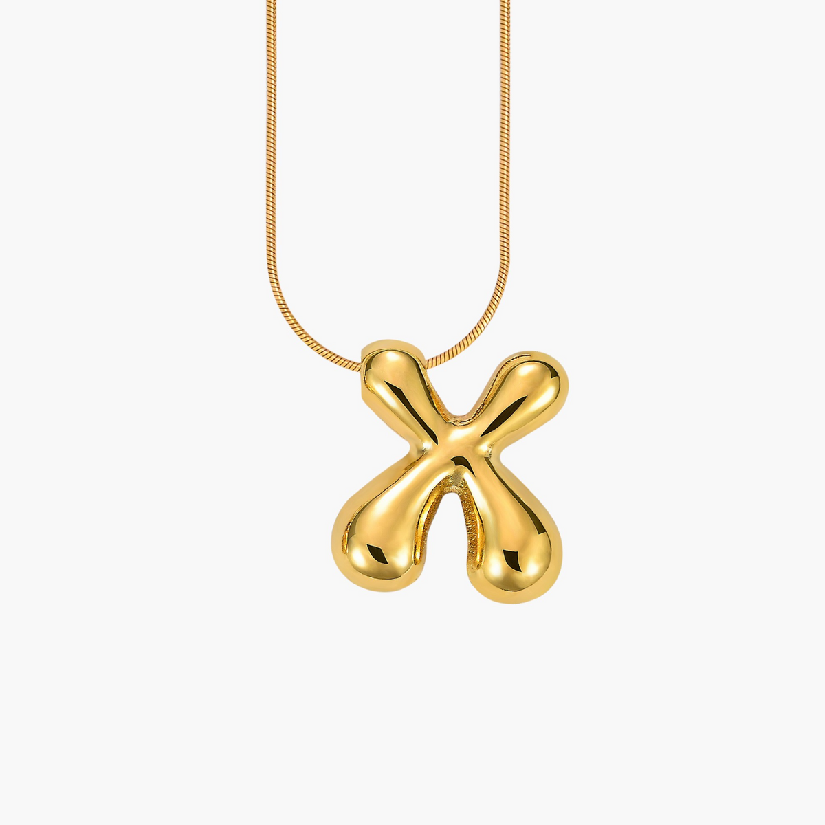 Collana con Iniziale a Lettera a Bolle Dorata