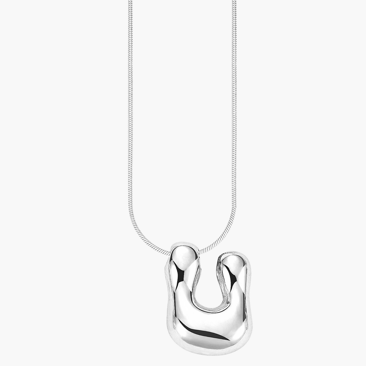 Collana con Iniziale a Lettera a Bolle Argento Luminoso