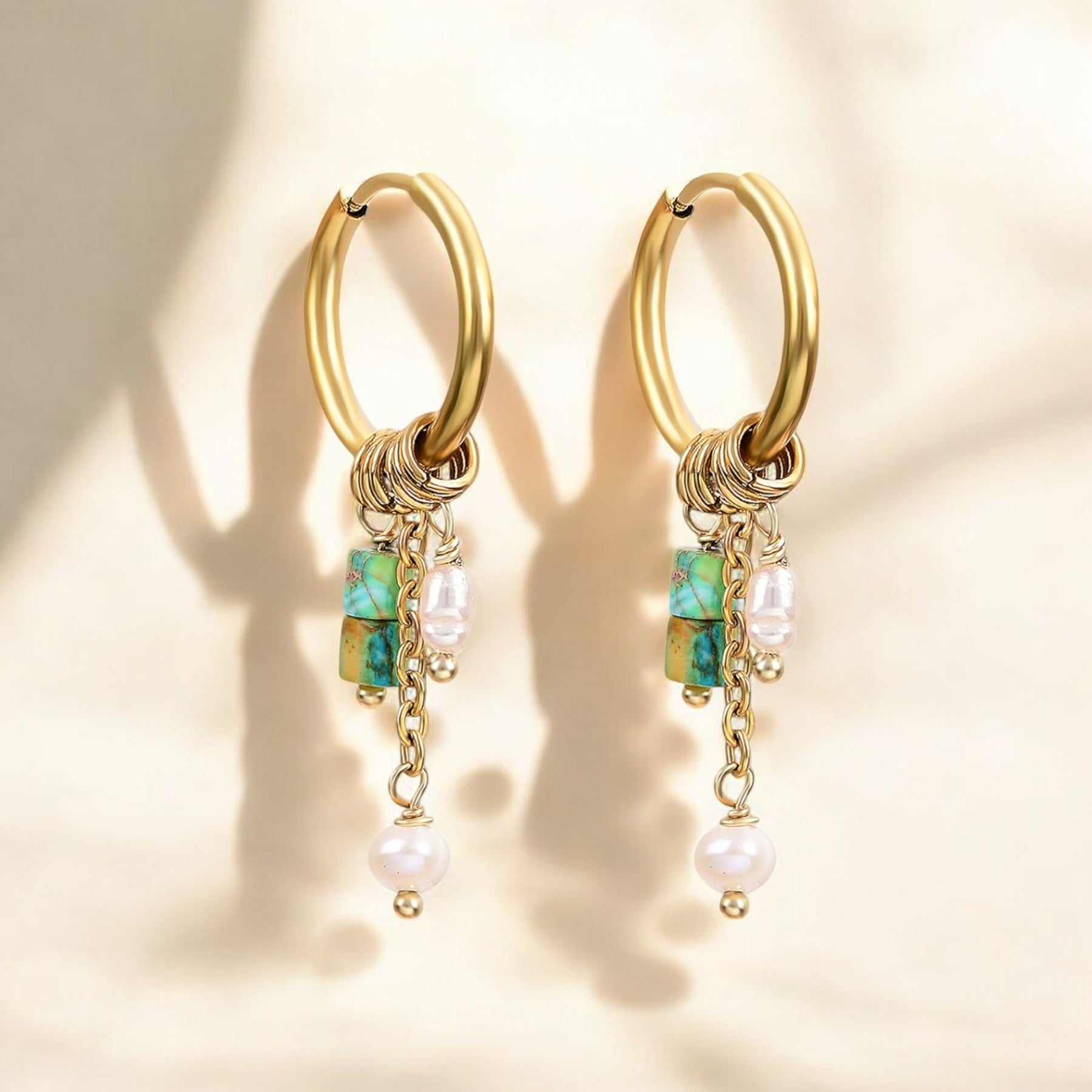 Orecchini a cerchio con pendente Golden Lime Bloom