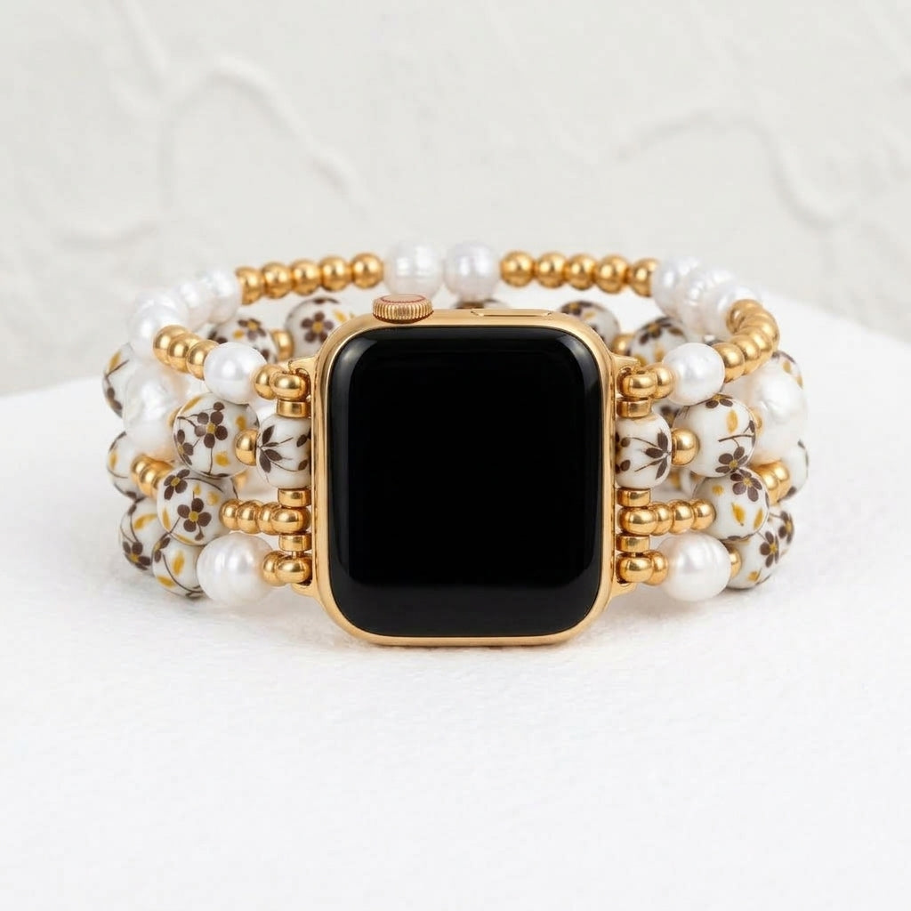 Cinturino Apple Watch Porcelain Garden Golden Meadow