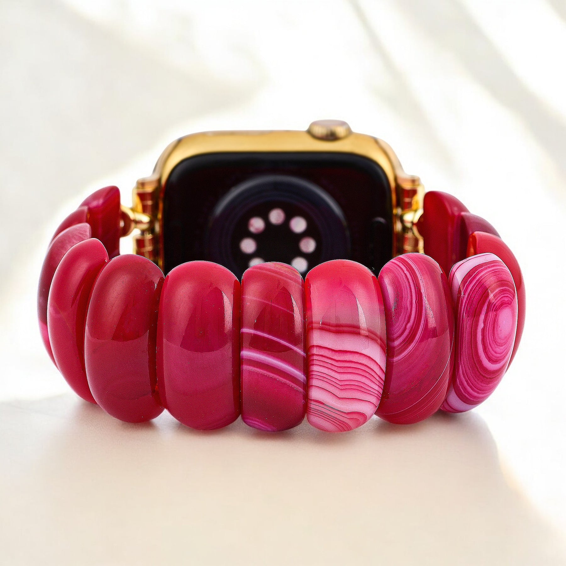 Cinturino Elasticizzato Apple Watch in Agata Mirage Cremisi