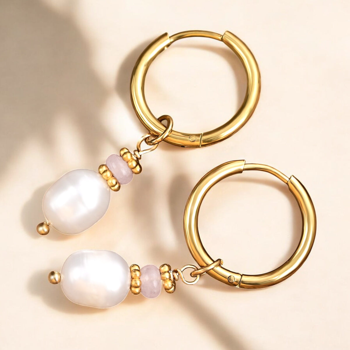 Orecchini a cerchio con perle e agata Golden Grace