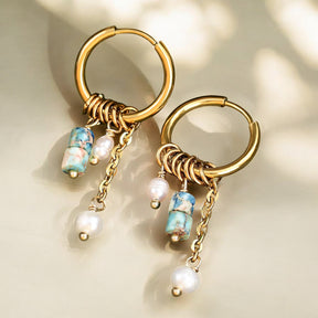 Orecchini a cerchio con perle e agata Golden Grace