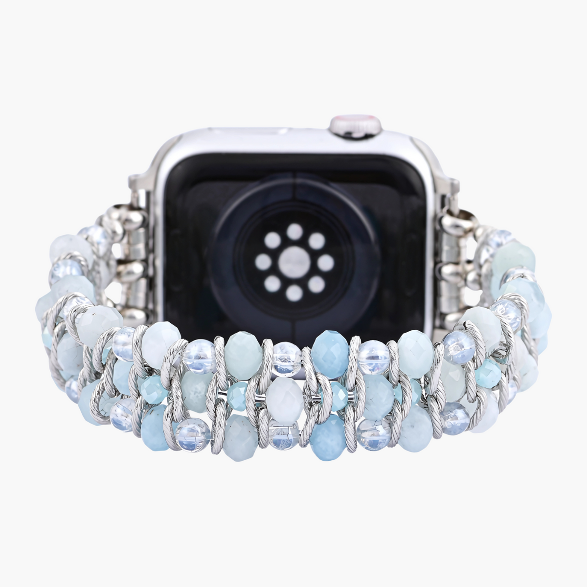 Bracciale intrecciato in zaffiro acquamarina per Apple Watch