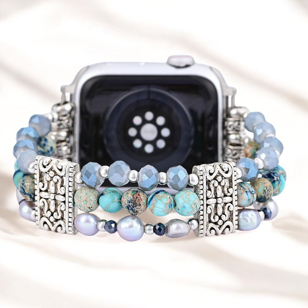 Cinturino Artigianale in Giada Nomade Elasticizzato per Apple Watch