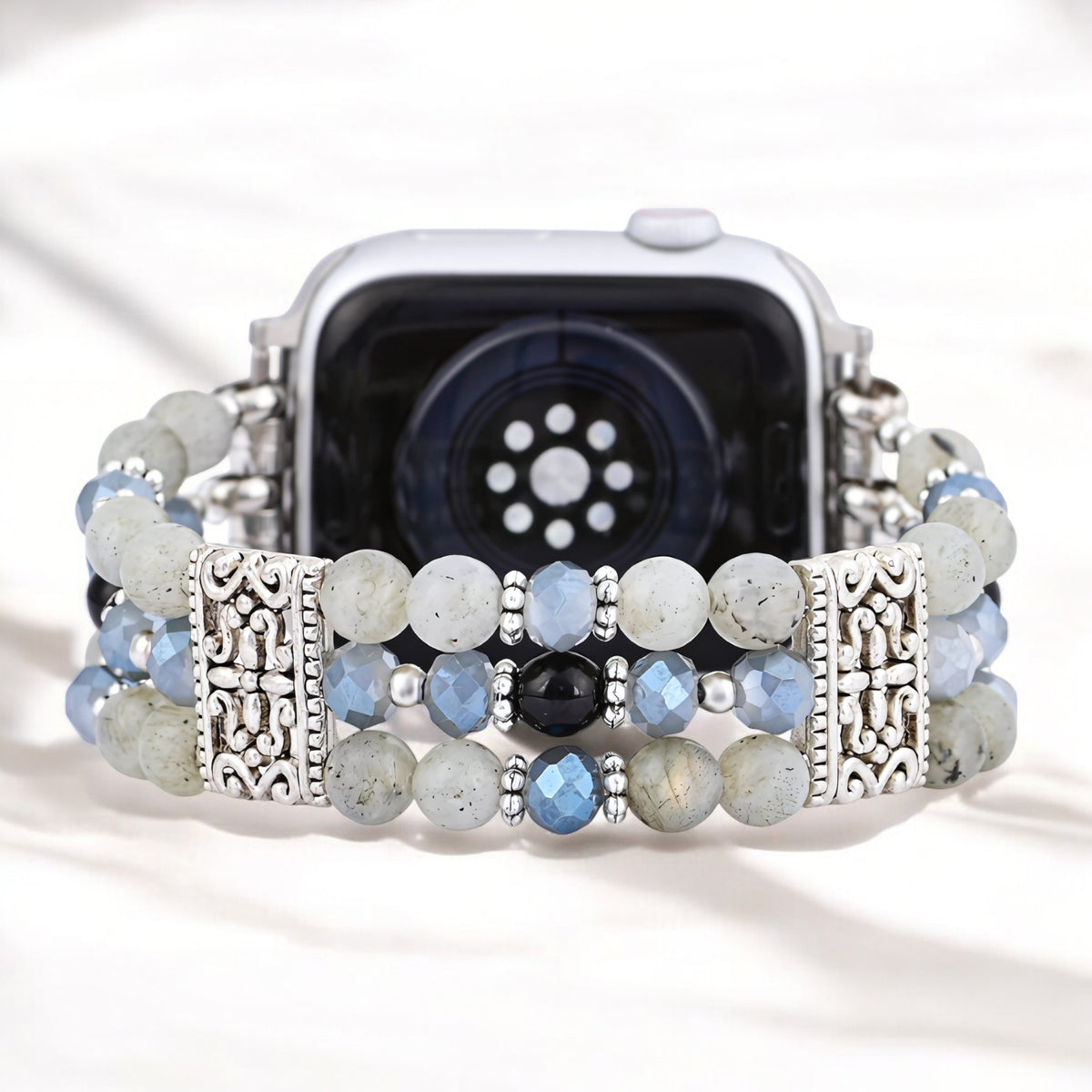 Cinturino Artigianale in Labradorite Indaco Elasticizzato per Apple Watch