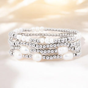 Set di Bracciali in Perle e Argento