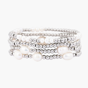 Set di bracciali in perle e argento