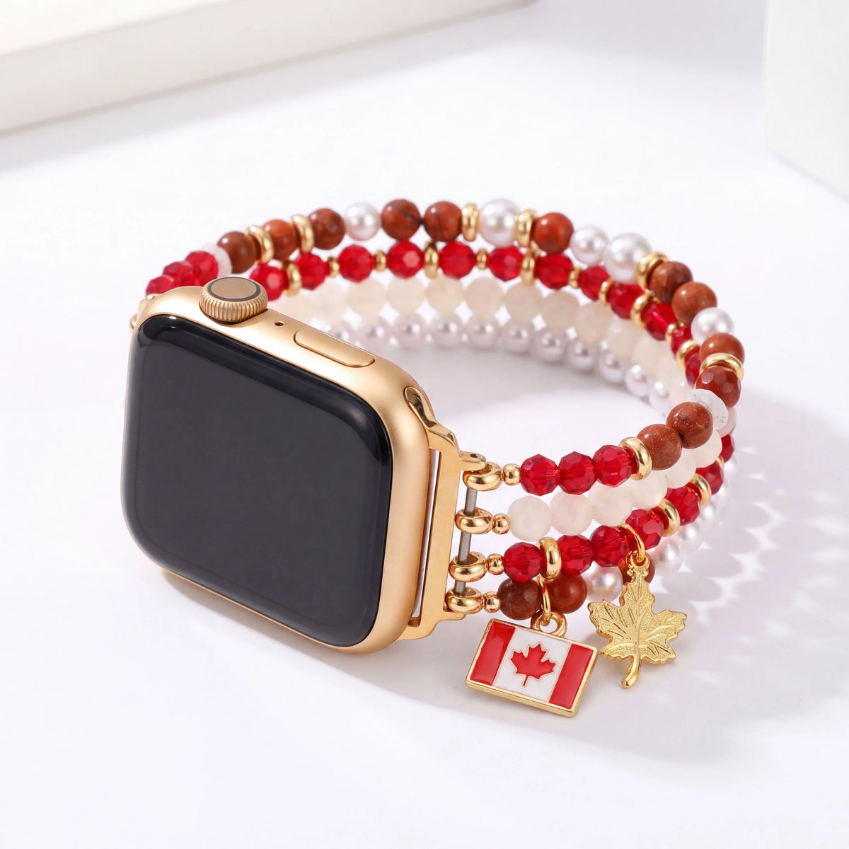 Cinturino Apple Watch elasticizzato in perla d'acero canadese