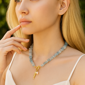 Collana con ciondolo perla acquamarina