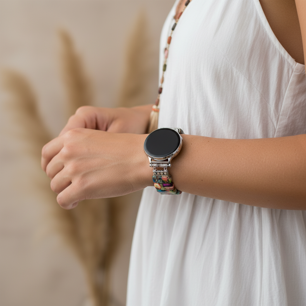 Elegante cinturino per orologio Samsung Galaxy Stretch a motivo floreale