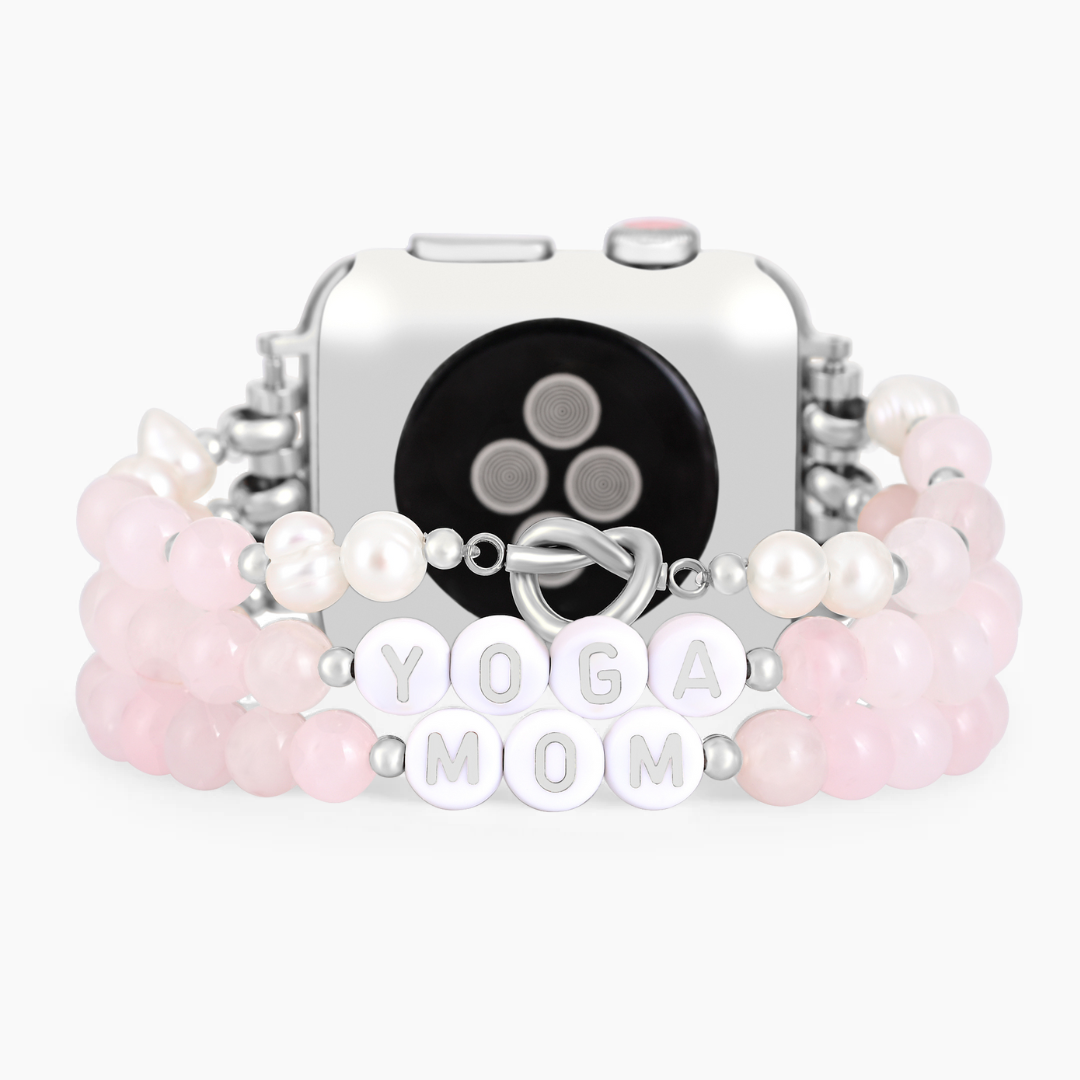 Cinturino per Apple Watch elasticizzato al quarzo rosa Yoga Mom