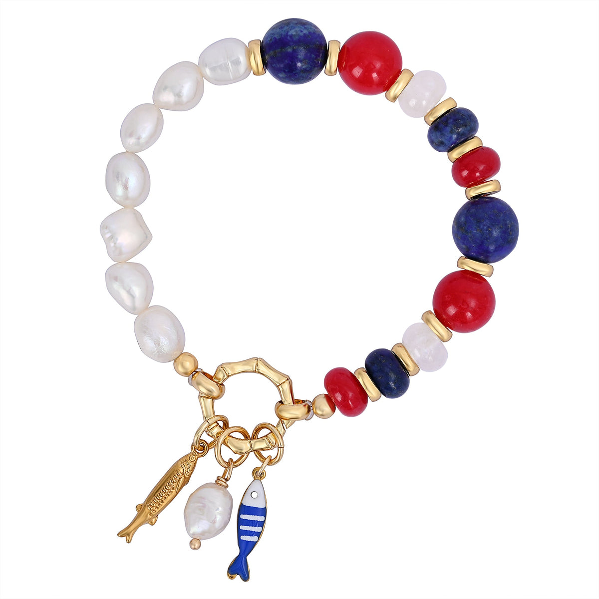 Braccialetto con ciondolo perla di lapis