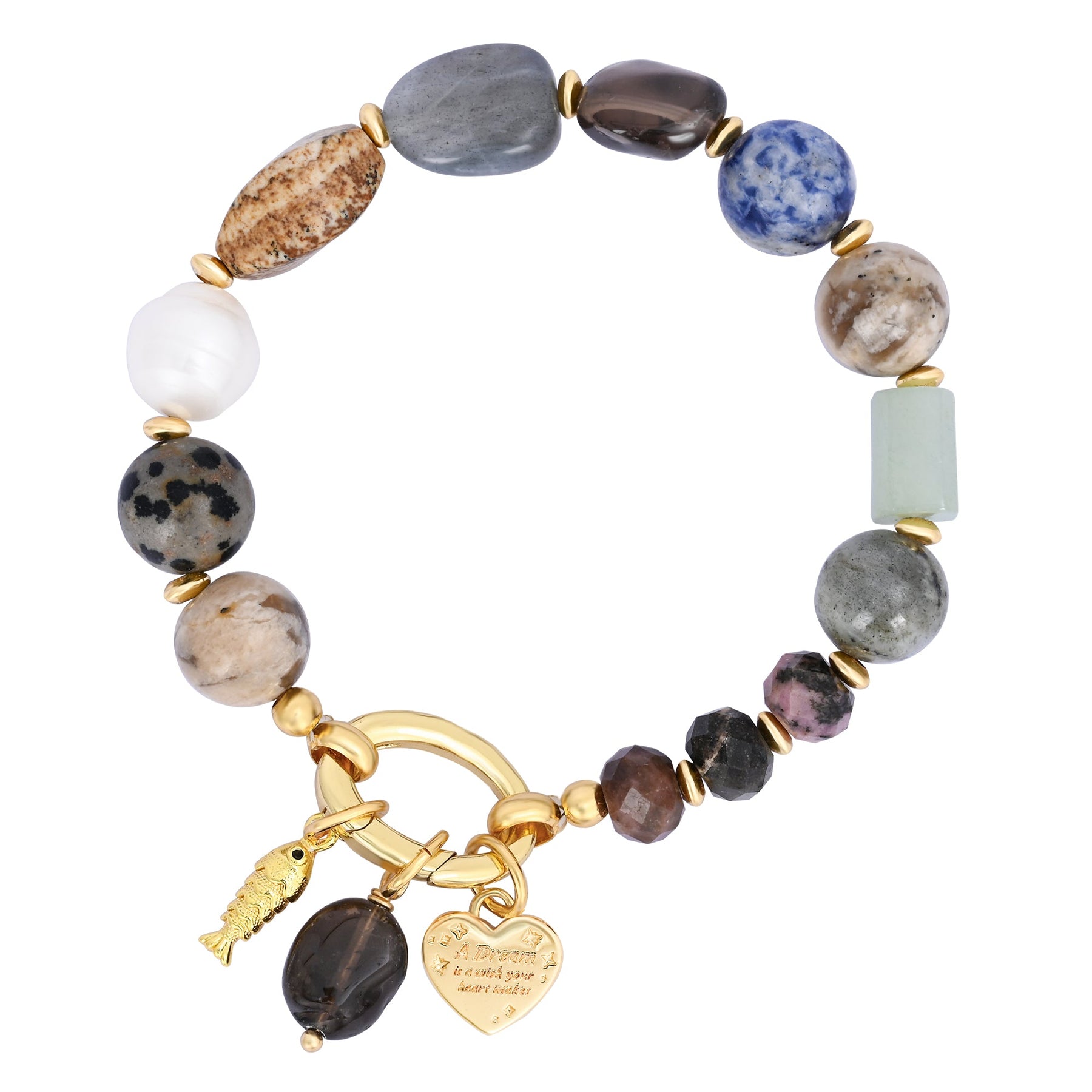 Braccialetto con ciondolo cuore di ossidiana