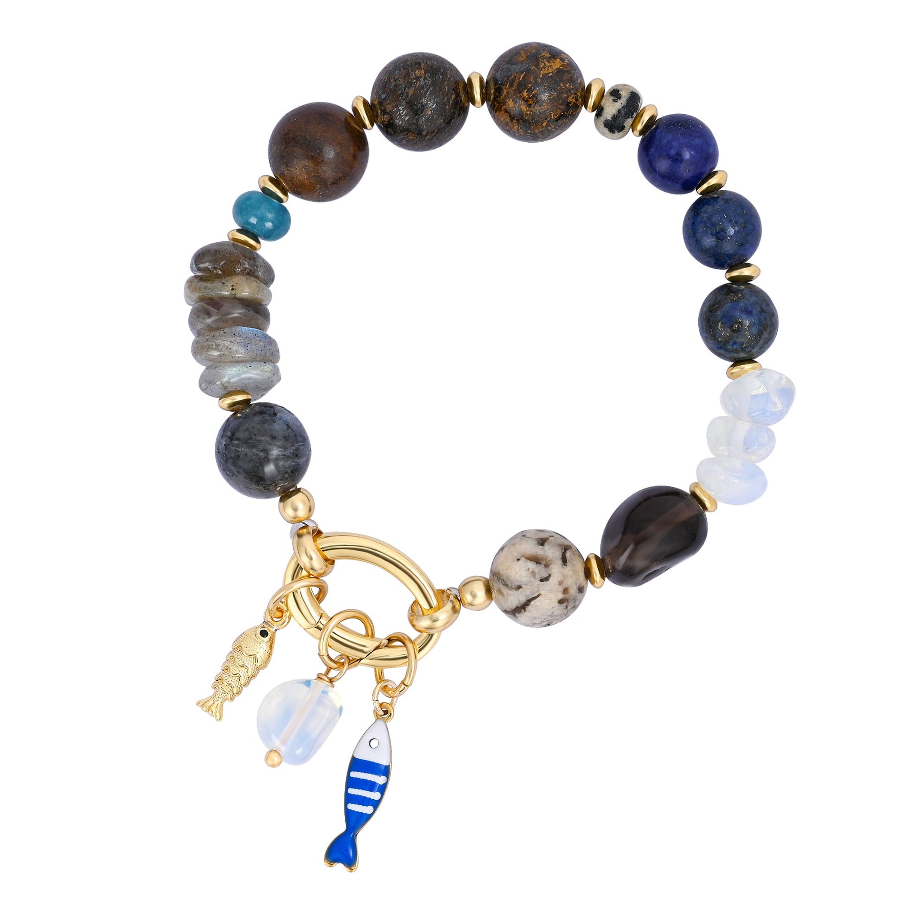 Braccialetto con ciondolo onda in labradorite