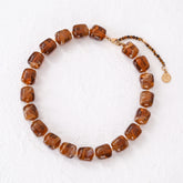 Collana con perline quadrate spesse marrone