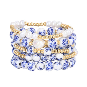 Bracciale di Perle Fioritura Azzurra