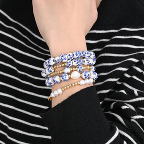 Bracciale di Perle Fioritura Azzurra