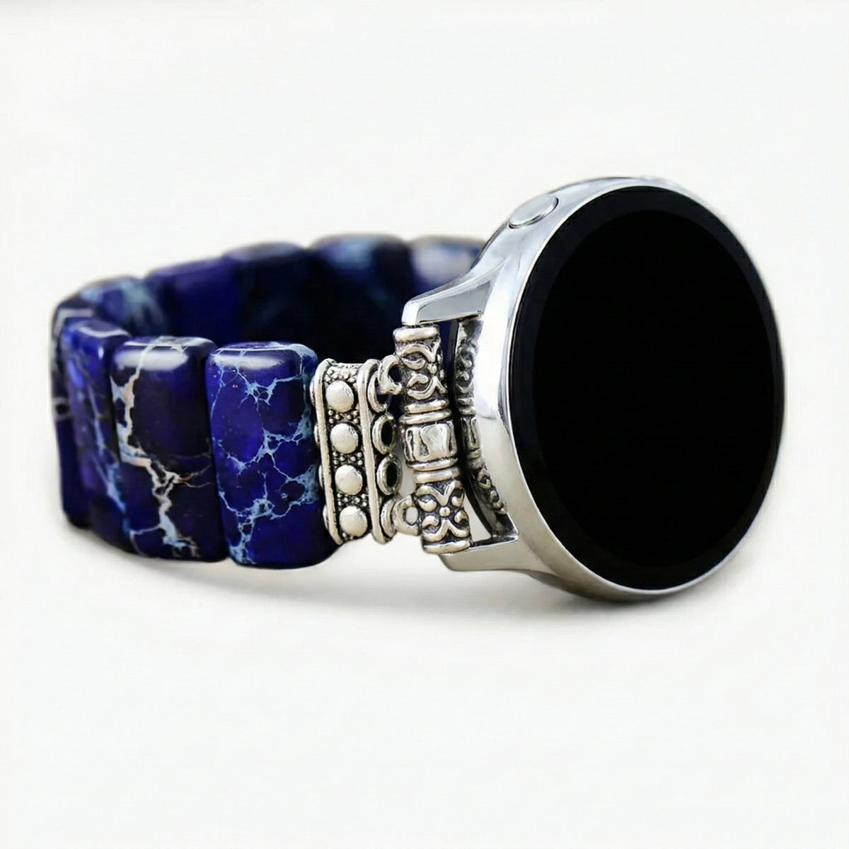 Cinturino elasticizzato per Samsung Galaxy Watch in diaspro tibetano blu navy scuro