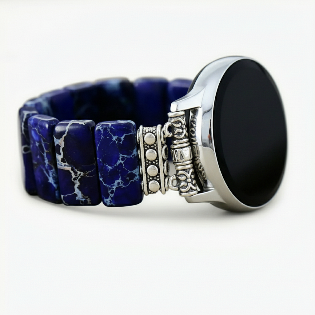 Cinturino elasticizzato per Samsung Galaxy Watch in diaspro tibetano blu navy scuro