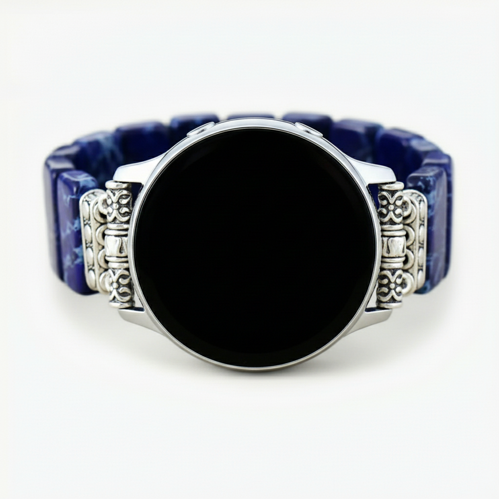 Cinturino elasticizzato per Samsung Galaxy Watch in diaspro tibetano blu navy scuro