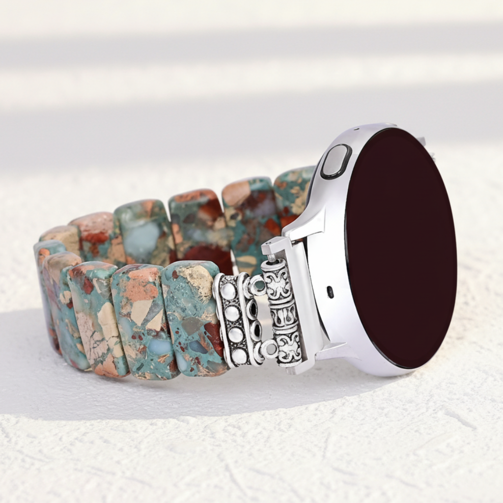 Cinturino elasticizzato Apple Watch in diaspro tibetano della Terra